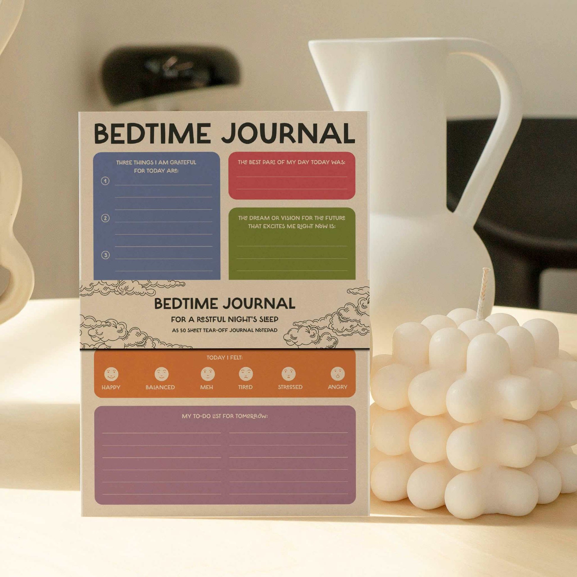 Mindfulness Bedtime Journal - A5 50 page Notepad for Wellness and Sleep-4